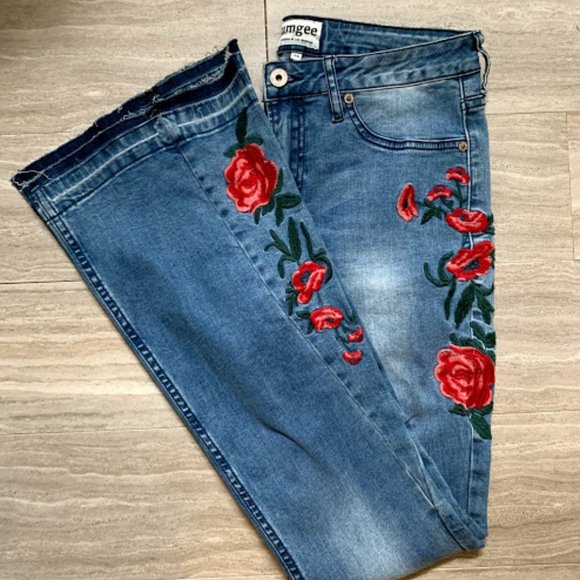 Umgee Denim - Umgee Flower Embroidered Flare Jeans